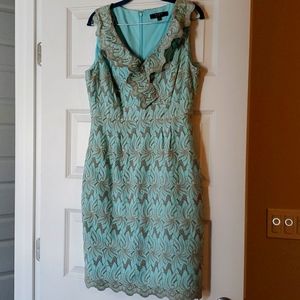 Mint cream lace embroidery dress